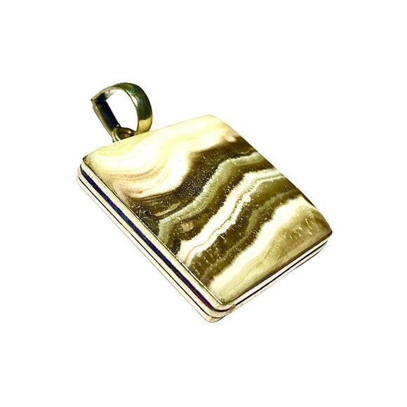 Natural Laguna Lace Calcite Gemstone in a Handcrafted 925 Stamped Pendant - Picture 2 of 4